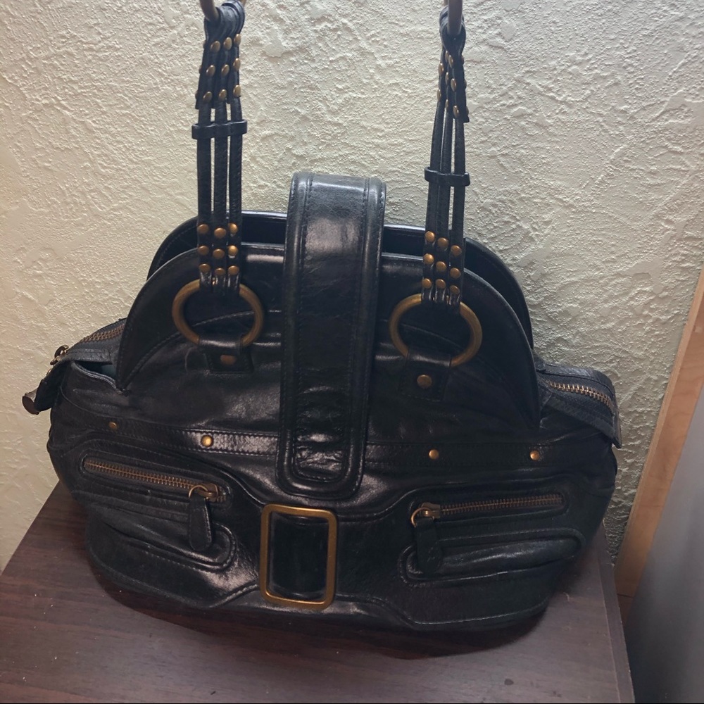 Babee D black leather bag